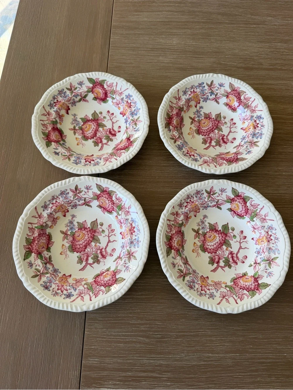 Set Of 4 Vintage Copeland Spode Red Aster bowls 7.75” England